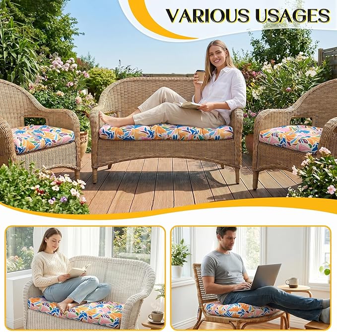 1 MIDDLE ONE Wicker Chair Cushions 3 Pieces Set