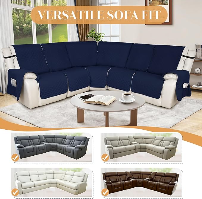 HDCAXKJ 100% Waterproof Reclining Sectional Couch Covers L Shape Recliner Sofa