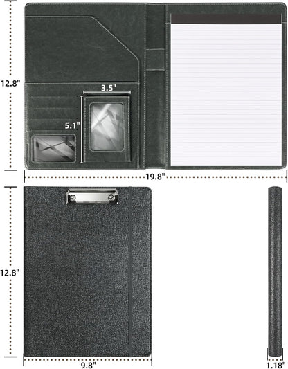 Leather Padfolio with Clipboard Folio Folder Padfolios for Women Black Sparkle Binder with Notepad