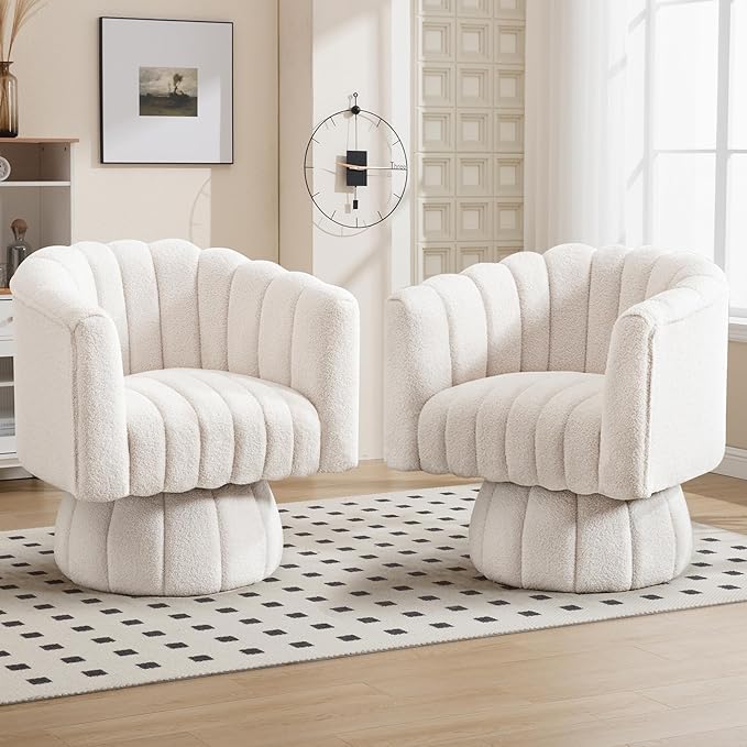 Swivel Accent Barrel Chair Set of 2- Cute Comfy Small Round 360° Arm Chair