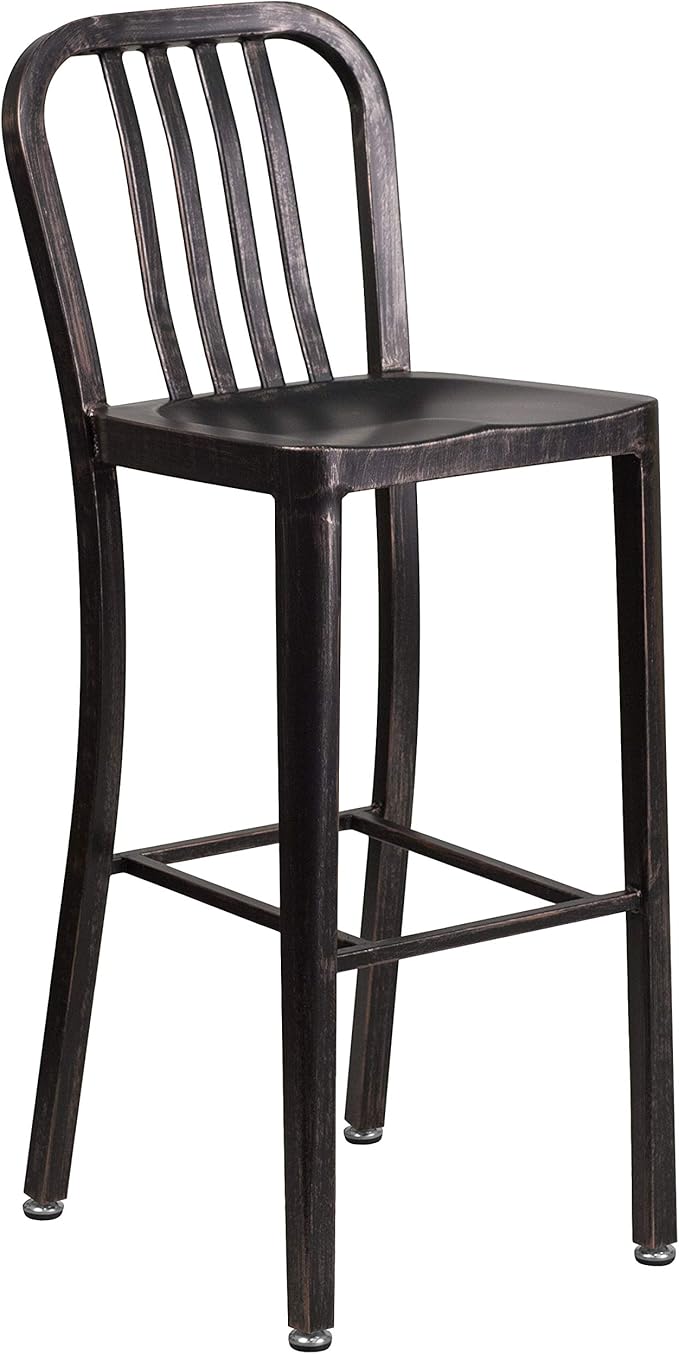 Flash Furniture Gael Commercial Grade 2 Pack 30" High Black-Antique Gold Metal