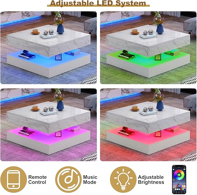 jiteentarou 33.9 Inch Modern LED Coffee Table
