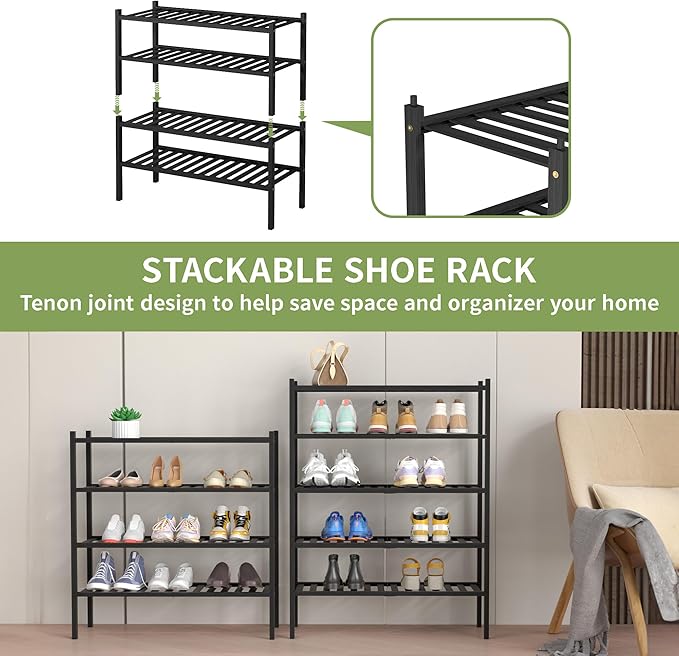 ROMGUAR CRAFT 4 Tier Bamboo Shoe Rack