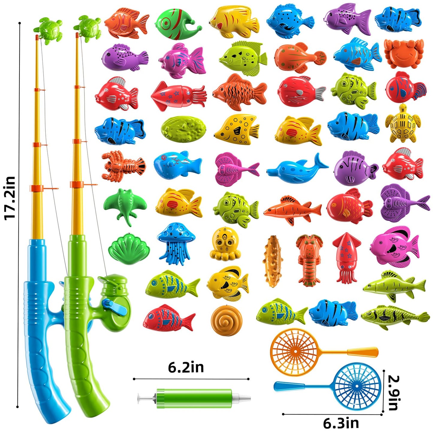 PEADUCK Magnetic Fishing Toys Game Pool Toys Set for Kids 3-5, Water Table Bathtub Toys with Pole Rod Net Plastic Floating Fish, Outdoor Toys for Kids Boys Girls Age 3 4 5 6 7 8 Year Old