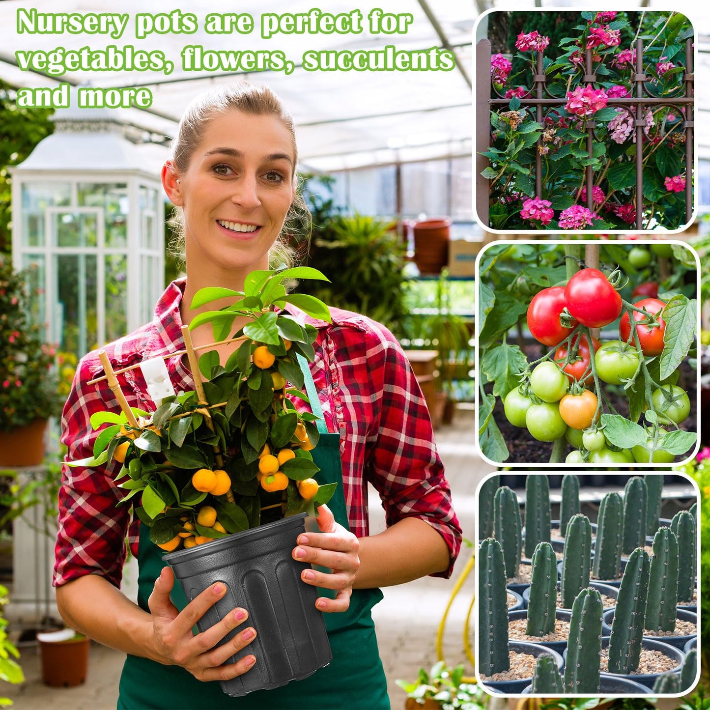 RimCereal 600 Pcs 1 Gallon Plastic Plants Nursery Pots Bulk with 600 Plant Labels, Thickened Soft Black Seedling Pots with Drainage Holes, Flower Plant Containers for Succulents Supply
