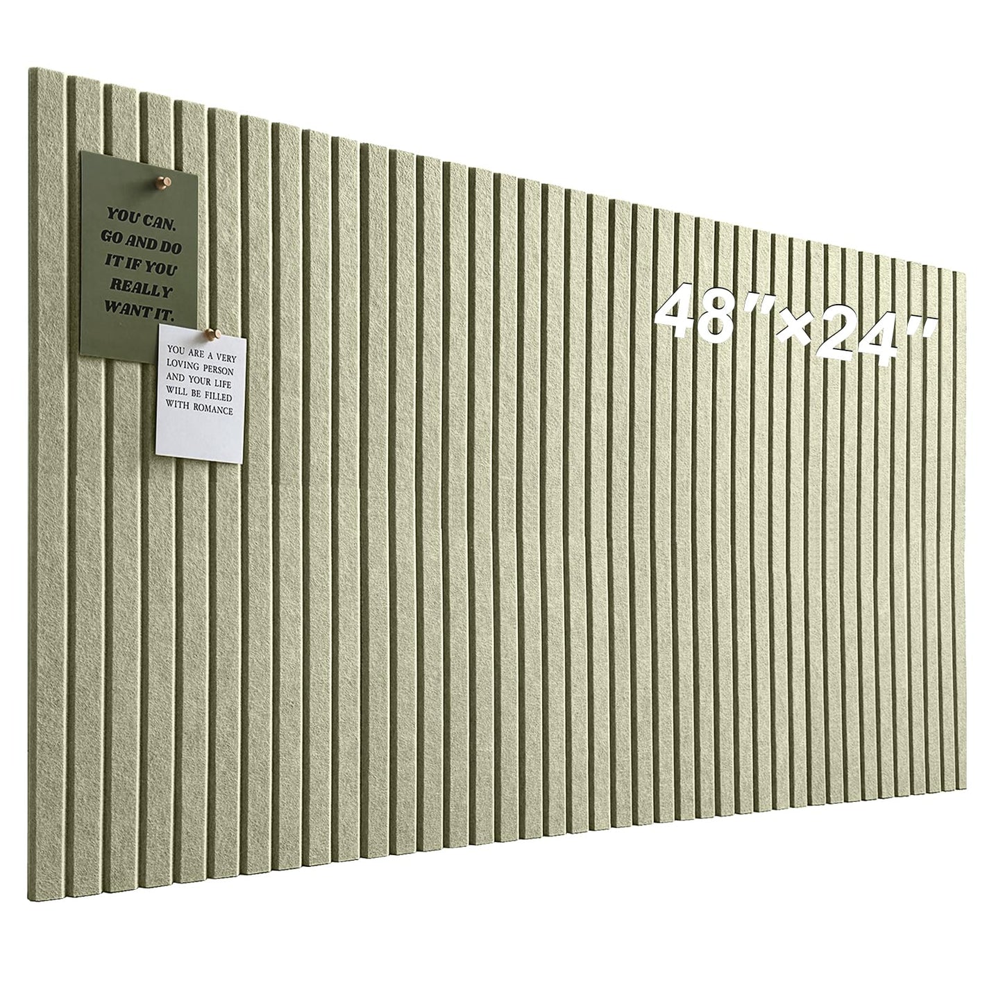 Large Cork Board for Office, 8 Pack Felt Wall Tiles with Slat Wall Paneling and Safe Removable Adhesive Tabs, Felt Bulletin Board Pin Board Cork Boards for Walls - Sage Green