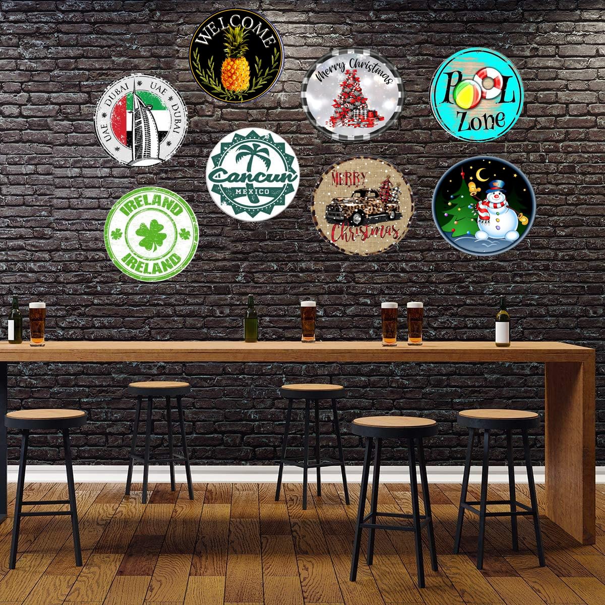 Round Wooden Signs/Christmas Ornaments,Red Tomato Whole Design Christmas Ornaments Sign Kitchen Cafe Pub Decor, Wall Plaque Art, Rustic Wood Decor Gift Diameter 12''