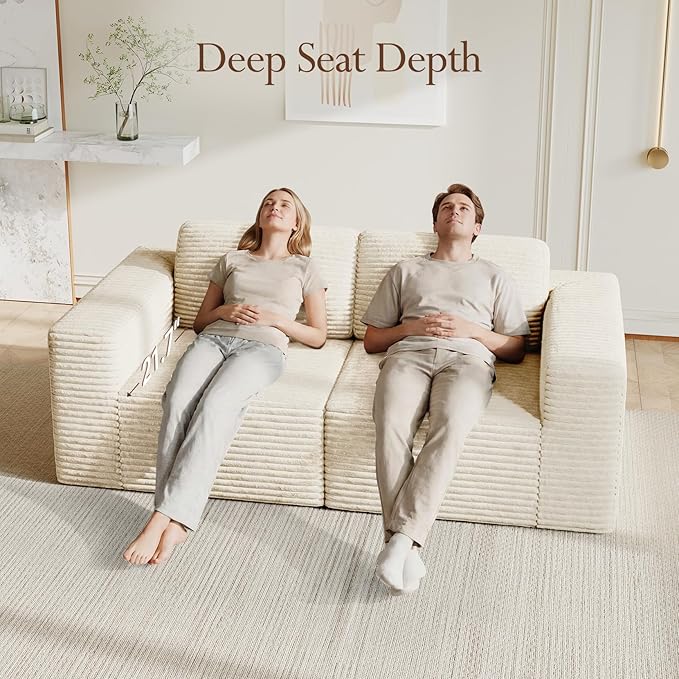 Vesgantti 80" Modular Sectional Sofa, Corduroy Cloud Couch
