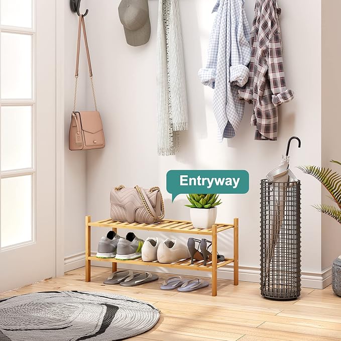 viewcare 2-Tier Bamboo Shoe Rack