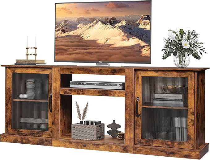 WLIVE Farmhouse TV Stand for 75 inch TV, Entertainment Center