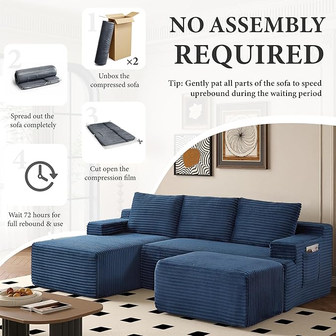 96" Sectional Couches for Living Room Cloud Couch Sofa