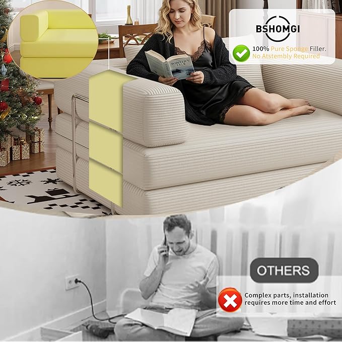 BSHOMGI 4 in 1 Futon Sofa Bed Queen Size