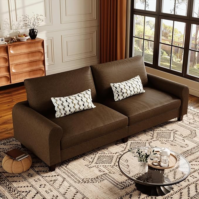 EASE MOOSE 70.6" Faux Leather Loveseat Sofa, Deep Seat Waterproof and