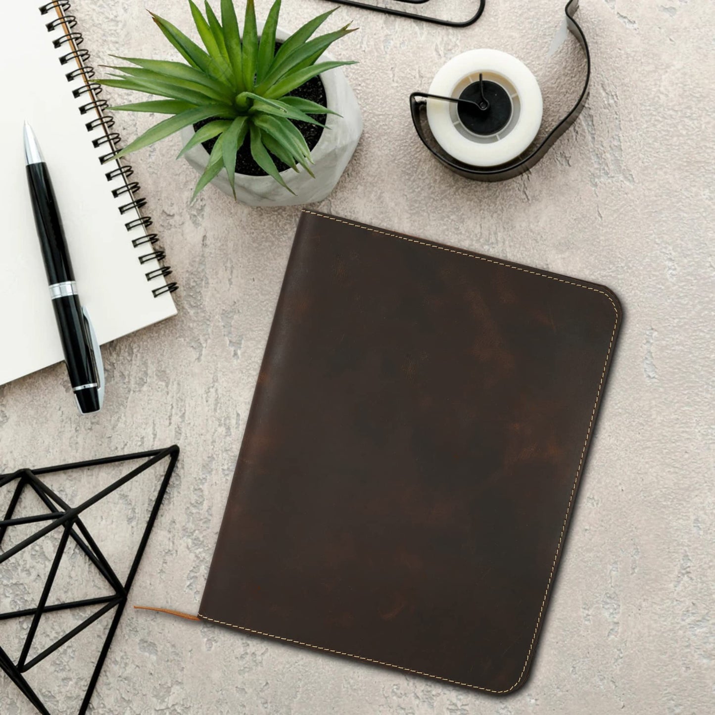TheAntiq Large Leather Journal Cover for Hard Cover Notebook 8.5 x 11 - Handmade Rustic, Full Grain Leather Journal Cover Notebook Refillable (Brown)