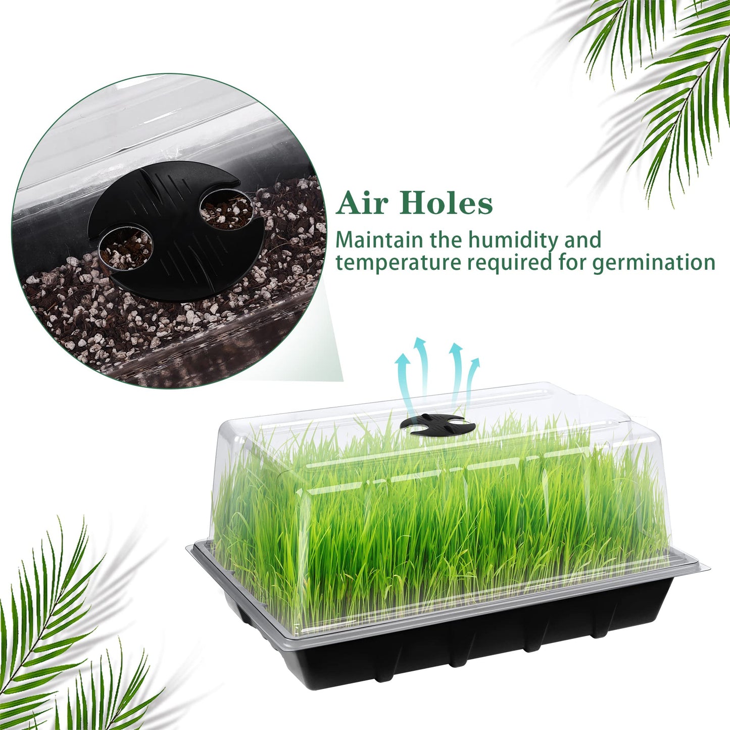 Hahood 6 Packs Seed Starter Tray Kits with Humidity Dome, Plastic Germination Growing Trays with Plants Labels, Planting Tools for Seeds Growing Starting, Germination and Seedling Propagation