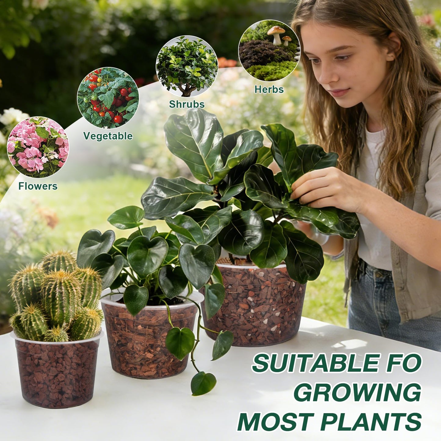 GUGEMEI 12 Inch Clear Nursery Pots with Drainage Holes, 4 Pack Flexible Large Plant Pots for Plants, Plastic Clear Nursery Pots for Seedling, Shrubs, Herbs, Flowers, Vegetables