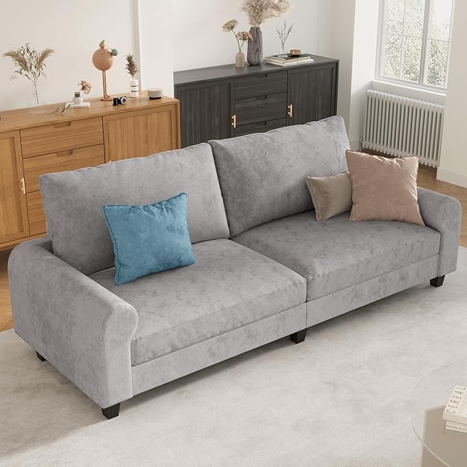 EASE MOOSE 88.5" Large Seat Velvet Loveseat Sofa, Soft Deep Seat Couches
