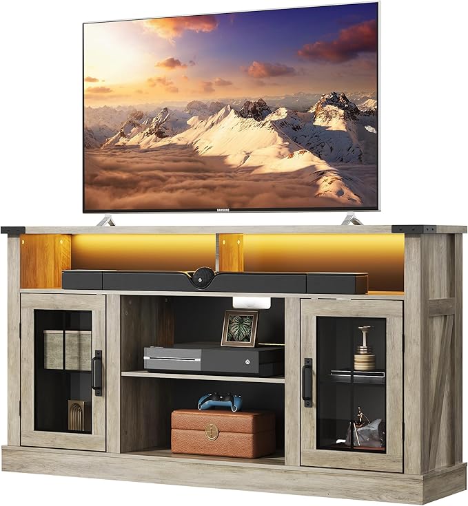 WLIVE Farmhouse TV Stand for 65 Inch TV, Tall Entertainment Center