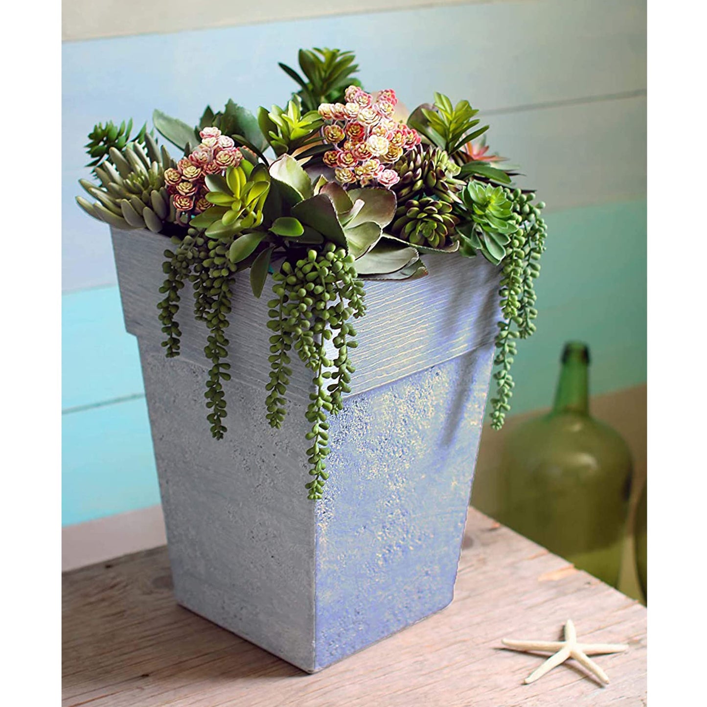 The HC Companies 18 Inch Avino Tall Square Planter - Decorative Indoor Outdoor Plant Pot for Front Porch, Deck, Patio and Home, Oxidized Black