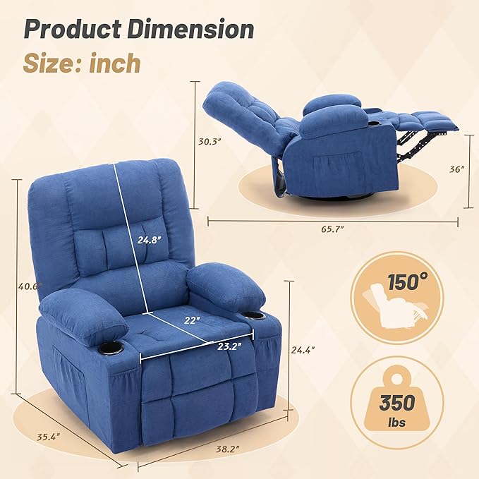 Oversized Swivel Rocker Recliner Chair