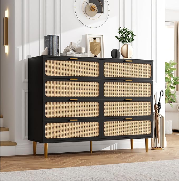 GarveeHome Rattan 8 Drawer Dressers