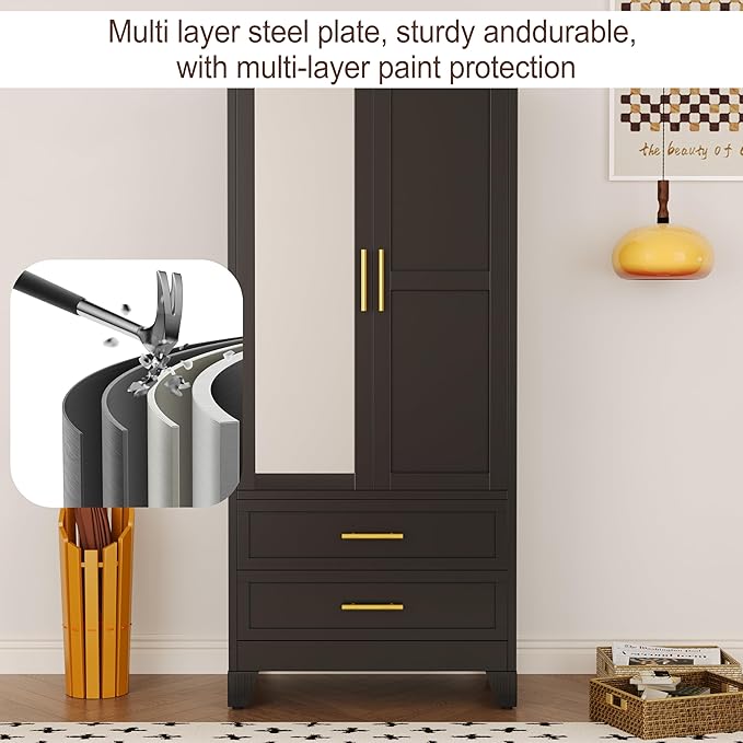 erosoei Metal Armoire Wardrobe Closet, 71 "Metal Clothing Storage Cabinet