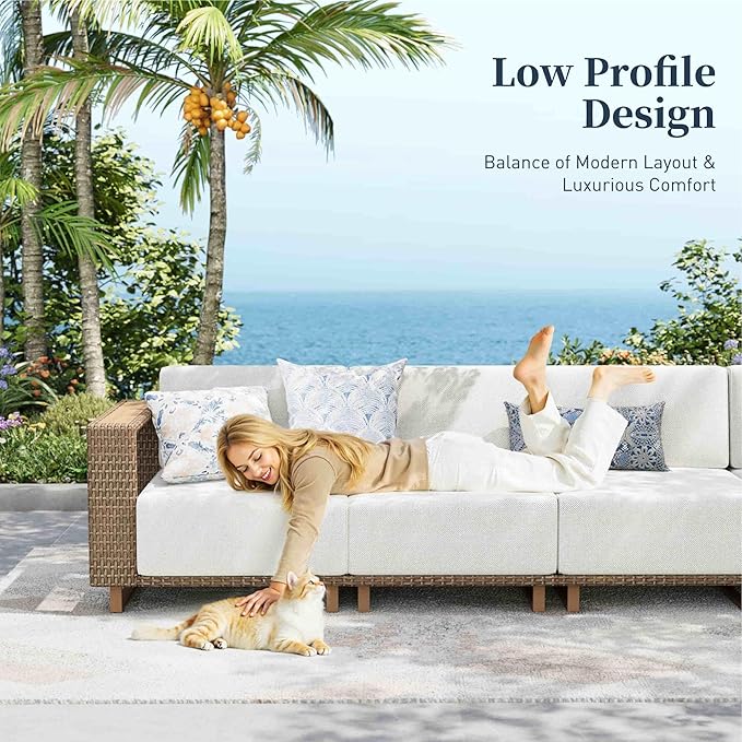 SUNSHINE VALLEY L Shaped Patio Furniture, Outdoor Sectional Sofa