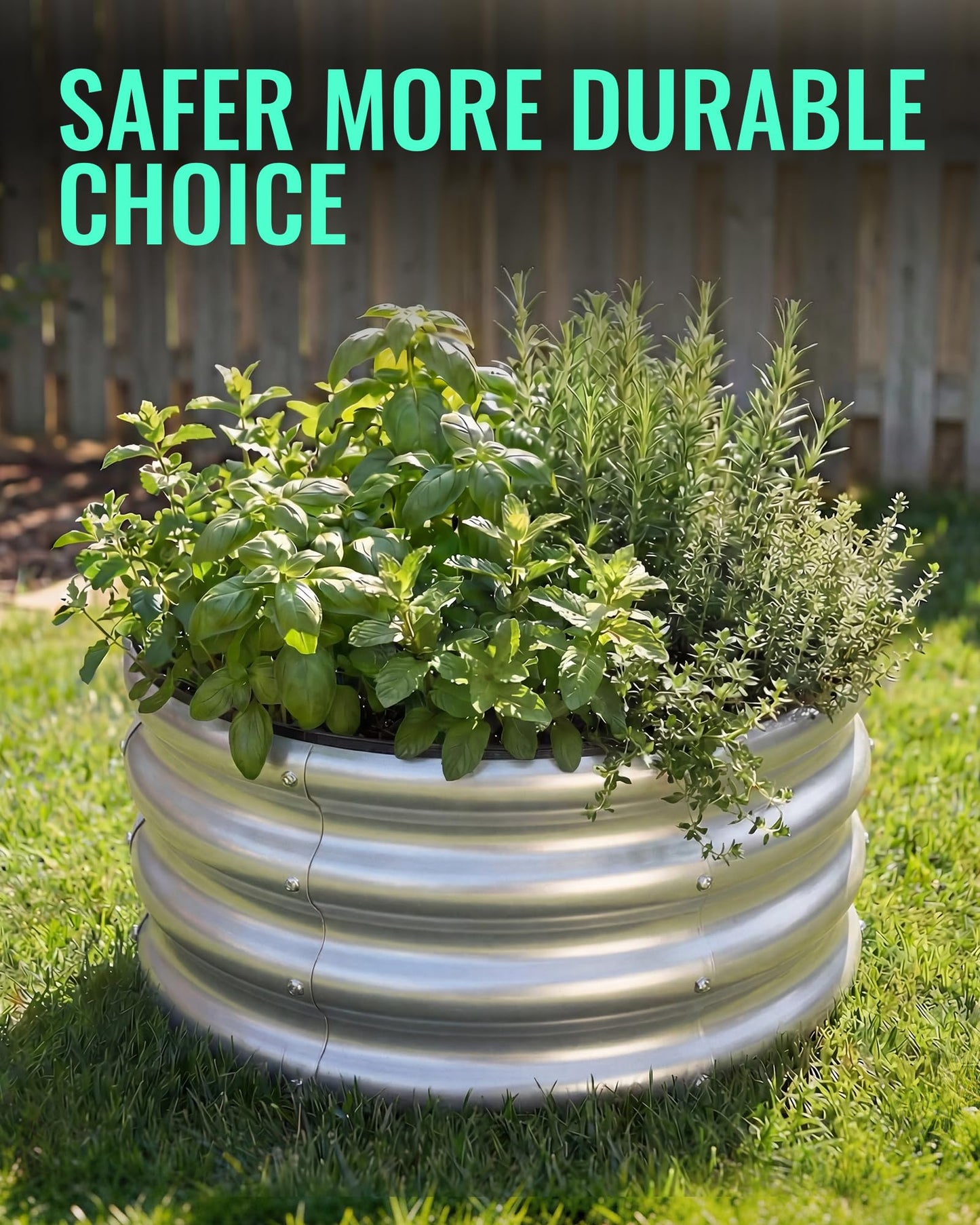 ZXZYHFTY Raised Garden Bed, 0.6 mm Galvanized Steel Round Planter Box with Open Bottom, Silver, 2 x 2 x 1 FT, 1 Pack