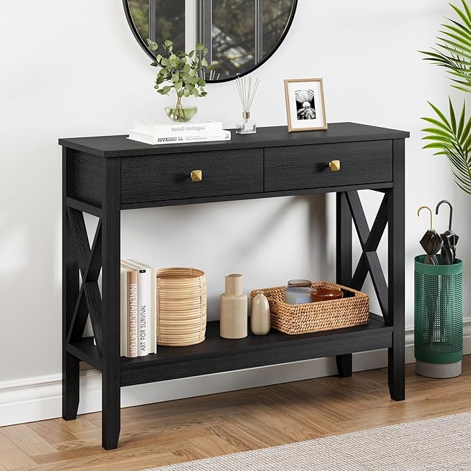 Lomojo Console Table, Sofa Table 13.8" D x 39.37" W x 31.5" HEntryway Table