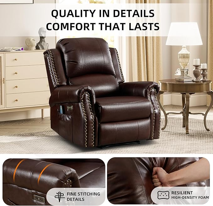 EBELLO Faux Leather Power Living Room Furniture Set, Included 2 Reclining 1