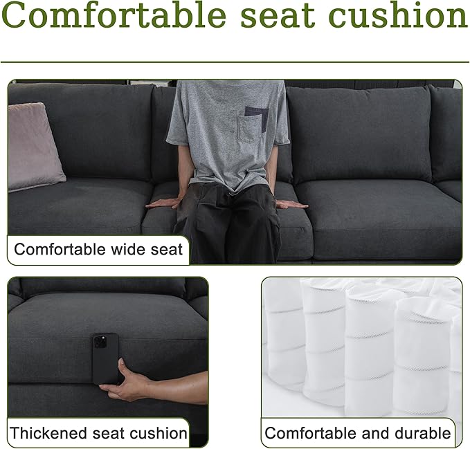 122.8" Large Sectional Couches for Living Room, 6 Seater L Shaped Modular