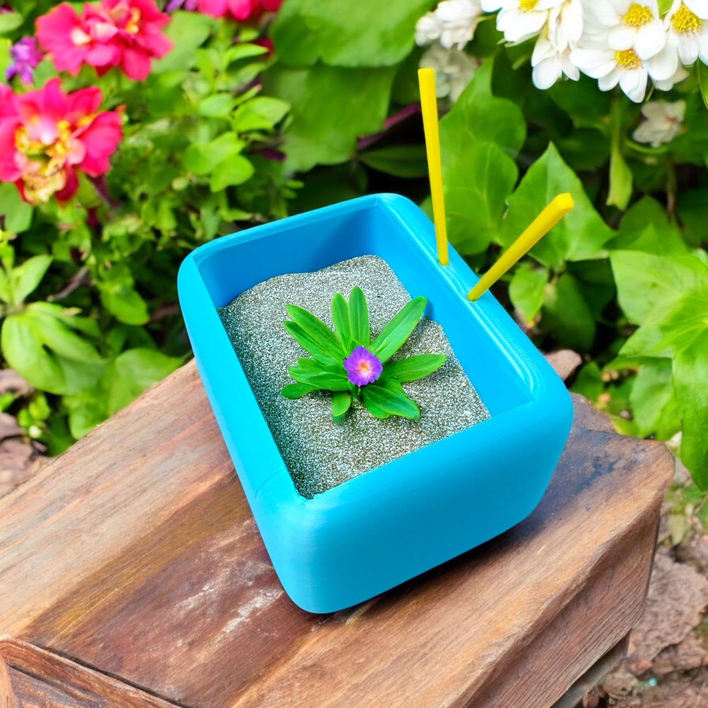 Mini Retro TV Succulent Planter – Funny 3D Printed Pot for Air Plants or Cactus, Unique Kawaii Desk Decor, Novelty Gift Idea for Plant Lovers, Office Display, Dorm Shelf, Home Accent