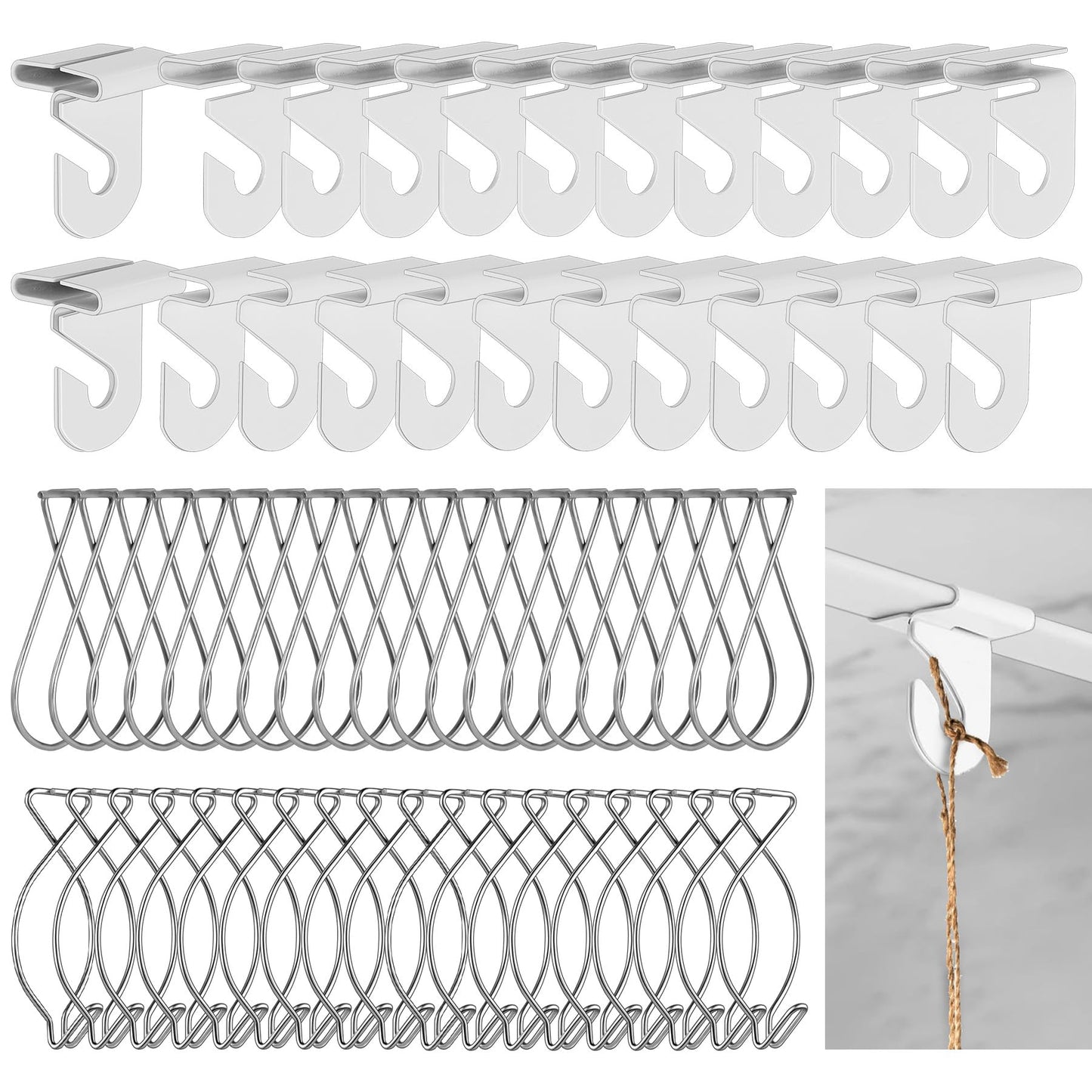 Philbinden Drop Ceiling Hooks for Hanging, Drop Ceiling Clips Suspended T-Bar Hooks for Home/Classroom/Office/Wedding Hanging Plants (80, Large)