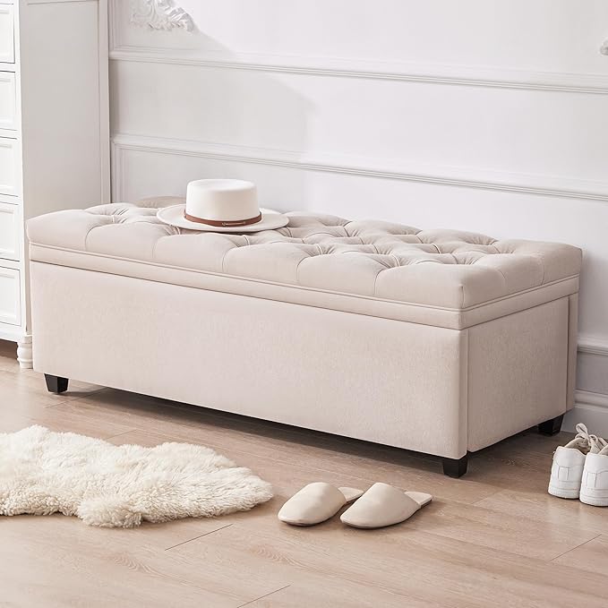 Mangodan 50" Storage Ottoman Bench, Tufted Ottoman