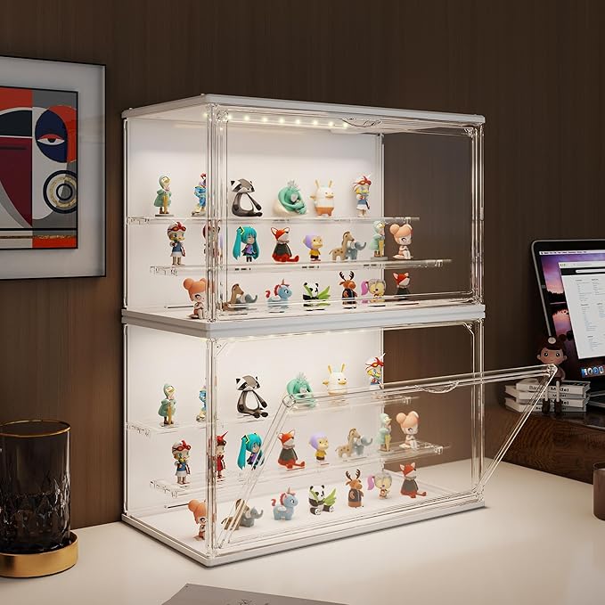 Clear Display Case for Collectibles, 3-Tier Adjustable Figure Display Case