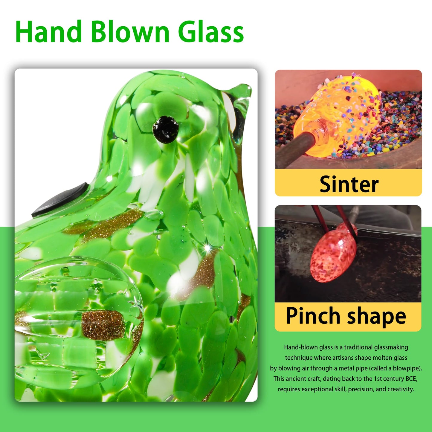 Naboher Glass Bird Shaped Plant Watering Ball Glass Automatic Watering Ball Flower Pot Insertion Spike Drip Irrigation Device Watering Ball Irrigation System Plant Enthusiast Gift (Green)
