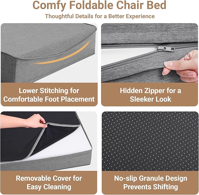 BeBen Folding Sofa Bed Chair, Convertible Sleeper Chair Futon Couch, Foldable