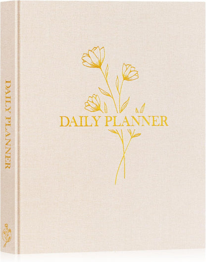 Lanpn Undated Daily Planner Hourly Schedule Notebook, 196 Pages 2 Page per Day To Do List Notebook Notepad Appointment Work Planner, Hardcover Daily Journal Organizer Book For Women 7.7" x 9.3" Beige