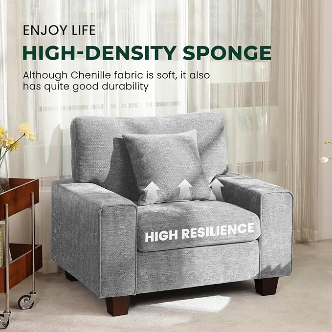 DOPEDIO Modern Living Room Sofa Set, 88.58" Chenille Loveseat
