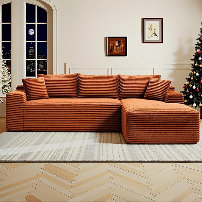 108" Cloud Sectional Couch, Modern Modular Sectional Sofa