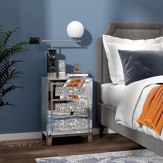 VINGLI Mirrored Nightstand