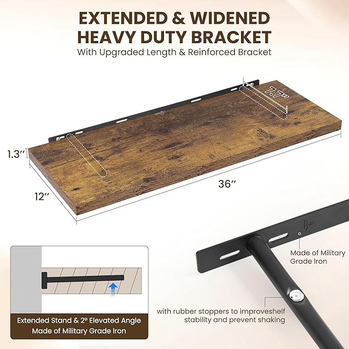 Dreamland 36" Floating Shelves for Wall, Wall-Mounted Shelves for Bedroom