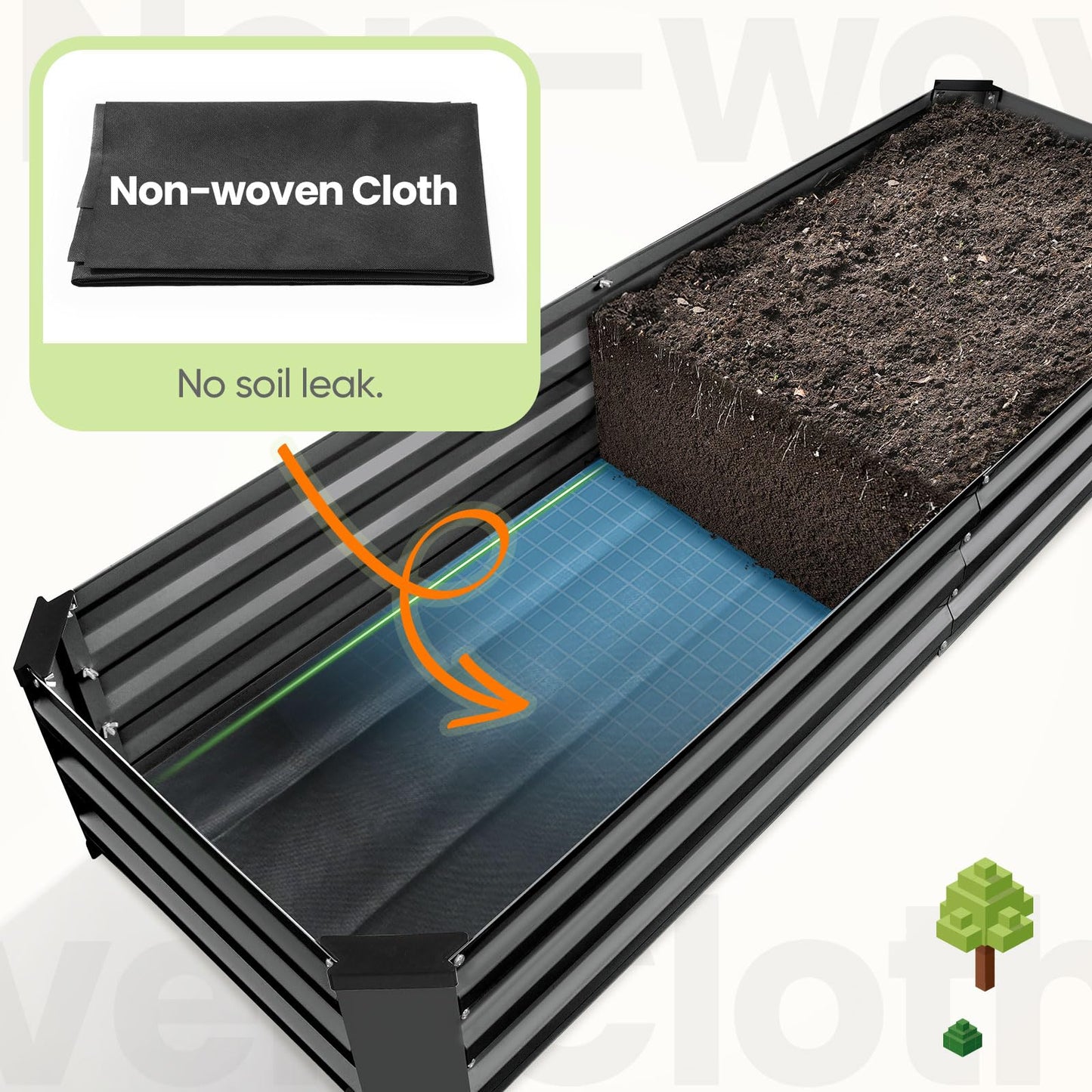 KING BIRD Raised Garden Bed Kit with Bottom 2025 Upgraded Galvanized Planter Garden Box Outdoor & Indoor for Gardening, Vegetables, Flowers, Dark Grey, 70.8x23.6x11.8 in