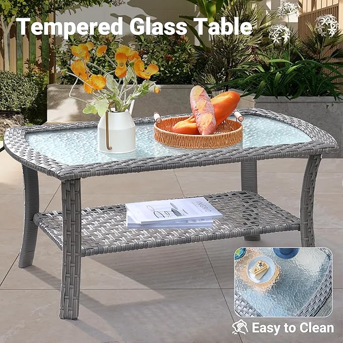 ovios 4-Piece Patio Furniture Set, Outdoor Wicker Sofa