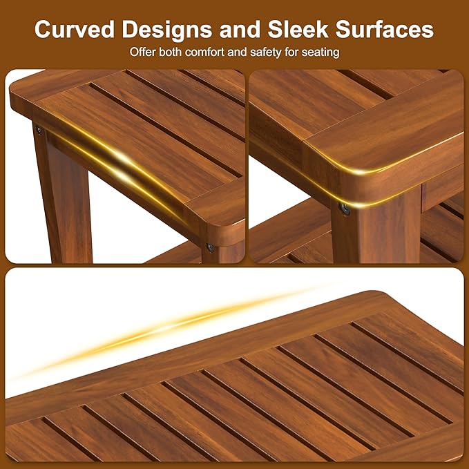Large Teak Wood Shower Bench Stool