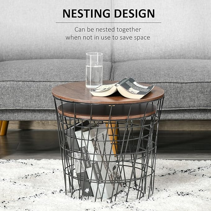 HOMCOM End Tables Set of 2, Nesting Tables