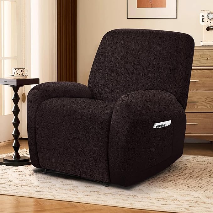 ANARACHON Leather Look Recliner Chair Covers, 4-Pieces Stretch Recliner Cover