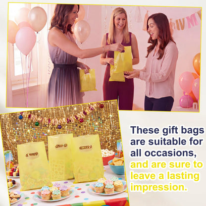 Maitys Yellow 300 Pcs 5"x7" Small Plastic Gift Bags with Handles, Mini Goodie Treat Bag Bulk for Candy, Birthday Graduation Party Favor Merchandise Bags for Small Business