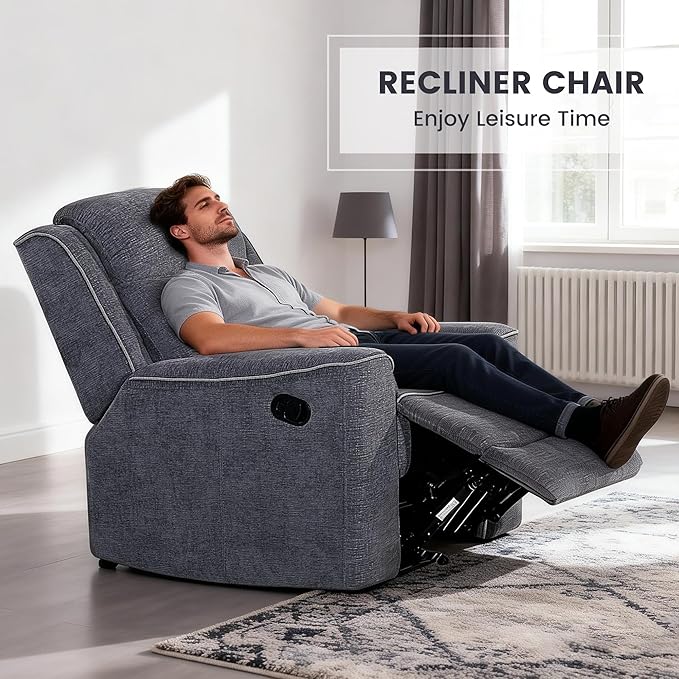 Betsy Furniture Soft Microfiber Manual Reclining Sofa Set, Sofa w/Dropdown Table