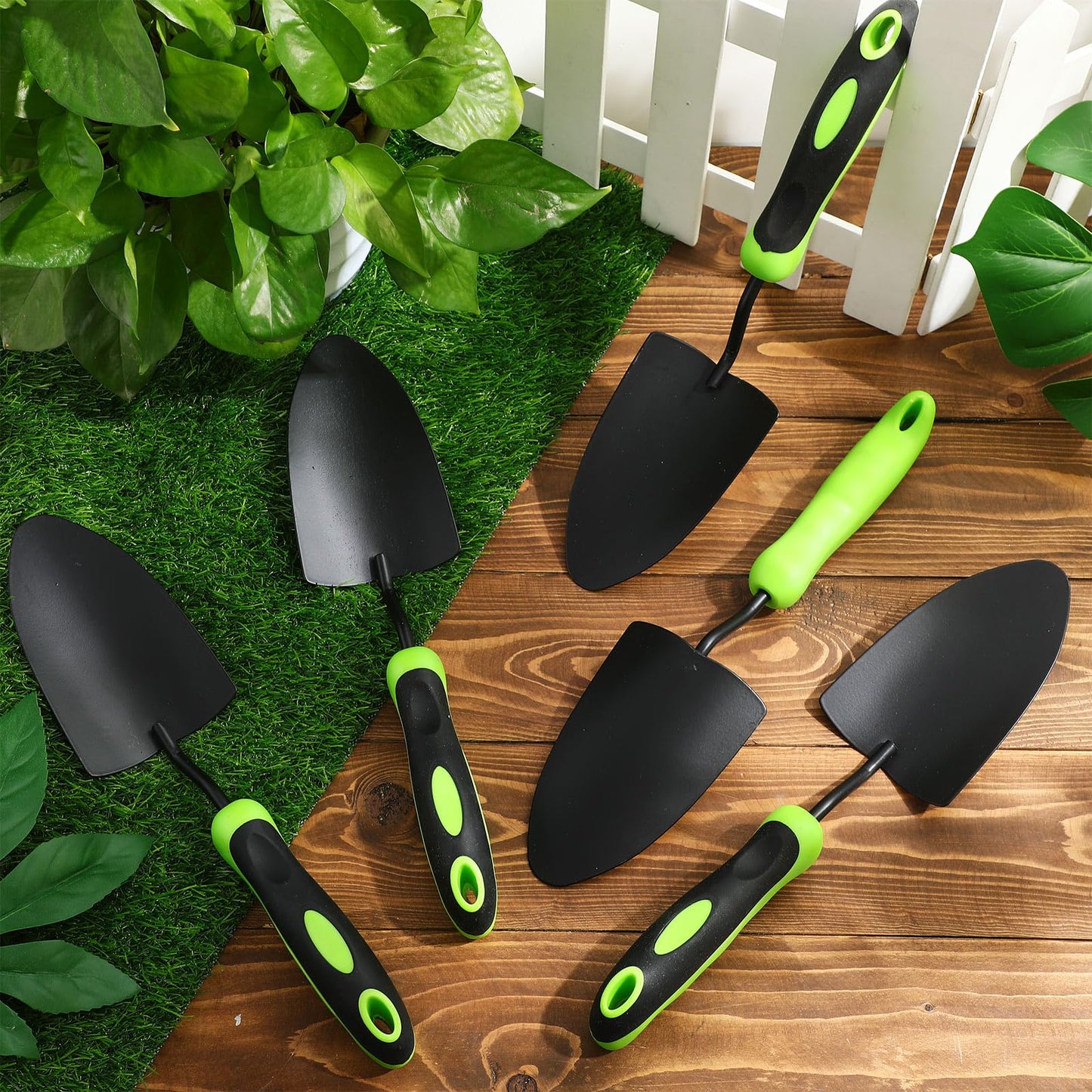 Yaocom 30 Pcs Garden Shovel Aluminum Alloy Heavy Duty Trowel Small Digging Shovels Metal Hand Trowel Spade with Soft Handle for Garden Lawn Yard Planting Tool (Shovel with Ruler,Green)